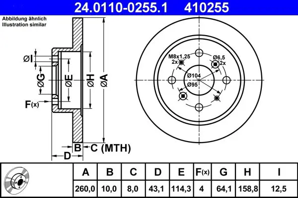 Handler.Part Brake disc ATE 24011002551 1