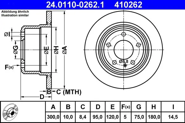 Handler.Part Brake disc ATE 24011002621 1