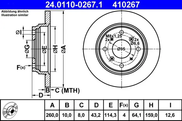 Handler.Part Brake disc ATE 24011002671 1