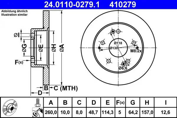 Handler.Part Brake disc ATE 24011002791 1