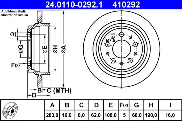 Handler.Part Brake disc ATE 24011002921 1