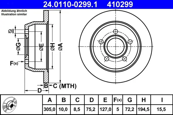 Handler.Part Brake disc ATE 24011002991 1