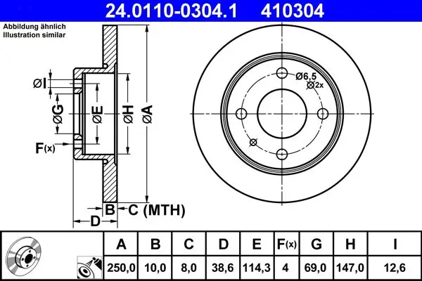 Handler.Part Brake disc ATE 24011003041 1