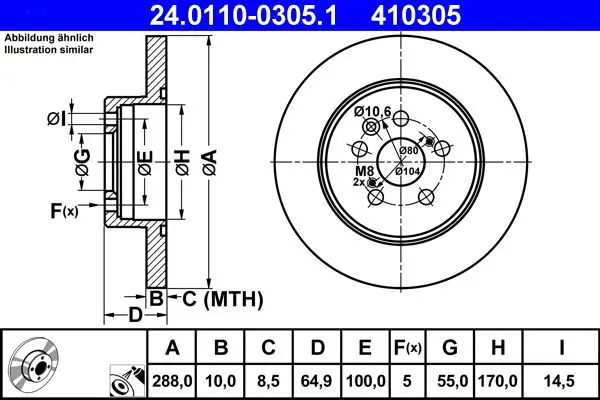 Handler.Part Brake disc ATE 24011003051 1