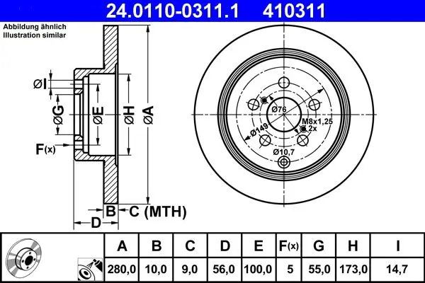 Handler.Part Brake disc ATE 24011003111 1