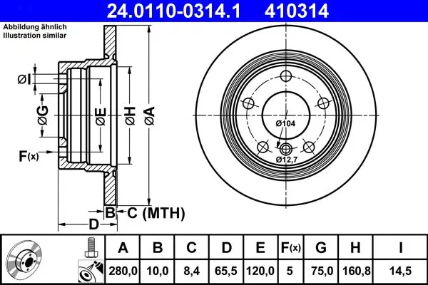 Handler.Part Brake disc ATE 24011003141 1