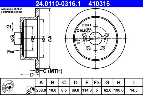 Handler.Part Brake disc ATE 24011003161 1