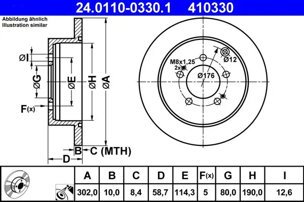 Handler.Part Brake disc ATE 24011003301 1