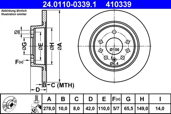 Handler.Part Brake disc ATE 24011003391 1