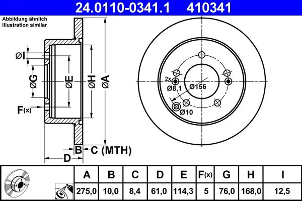 Handler.Part Brake disc ATE 24011003411 1