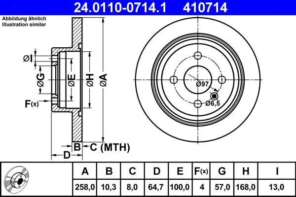 Handler.Part Brake disc ATE 24011007141 1