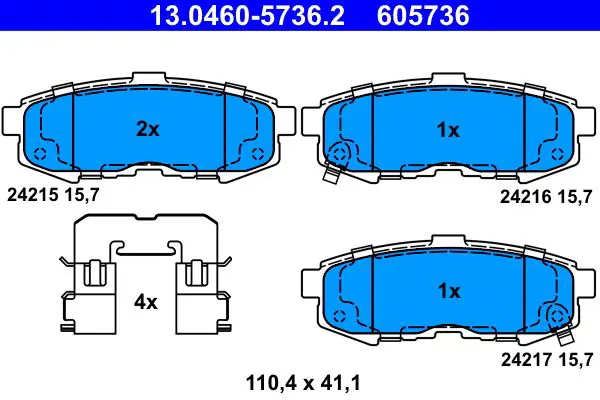 Handler.Part Brake pad set, disc brake ATE 13046057362 1