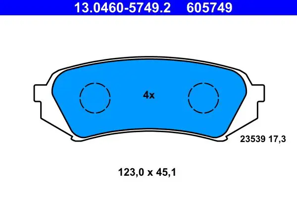 Handler.Part Brake pad set, disc brake ATE 13046057492 1