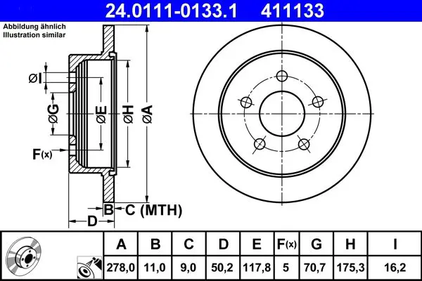 Handler.Part Brake disc ATE 24011101331 1