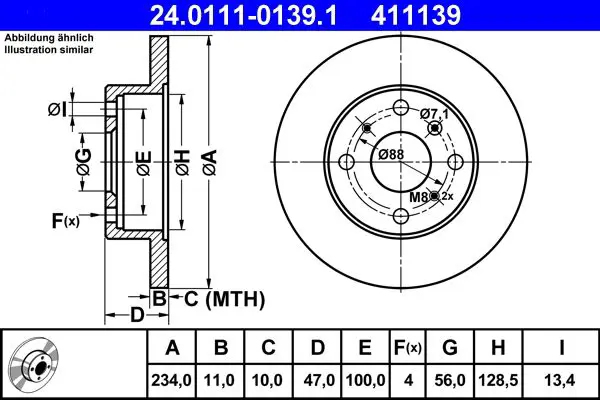 Handler.Part Brake disc ATE 24011101391 1