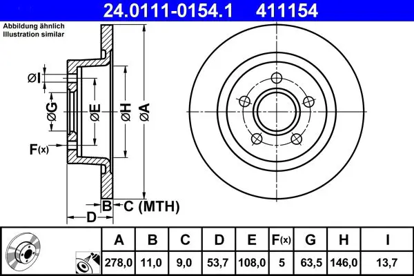 Handler.Part Brake disc ATE 24011101541 1