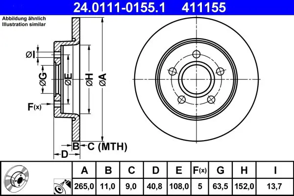 Handler.Part Brake disc ATE 24011101551 1