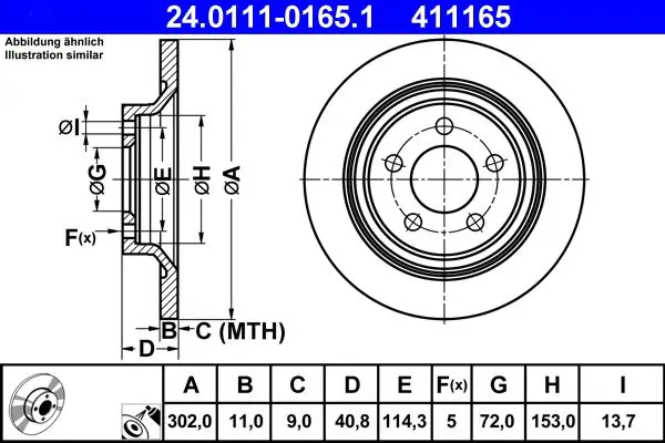 Handler.Part Brake disc ATE 24011101651 1