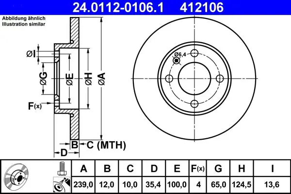 Handler.Part Brake disc ATE 24011201061 1