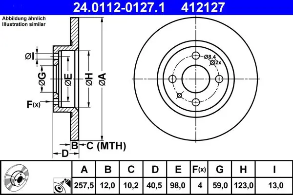 Handler.Part Brake disc ATE 24011201271 1