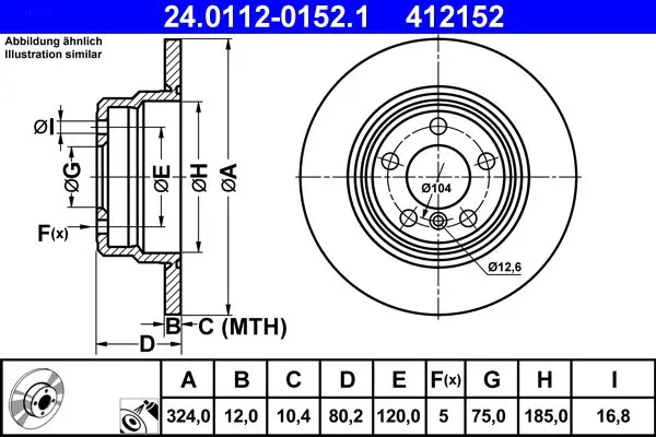 Handler.Part Brake disc ATE 24011201521 1