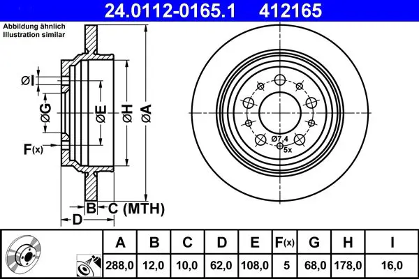 Handler.Part Brake disc ATE 24011201651 1