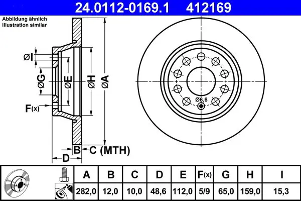 Handler.Part Brake disc ATE 24011201691 1