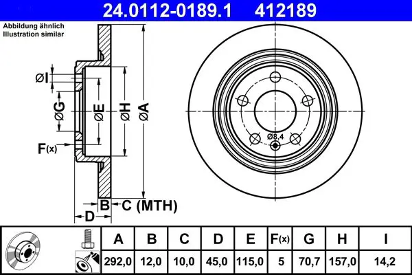 Handler.Part Brake disc ATE 24011201891 1