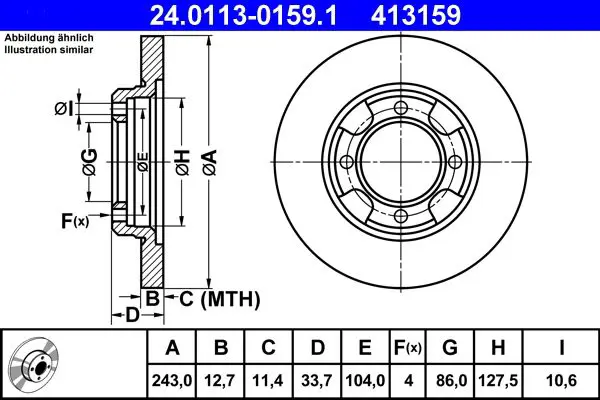 Handler.Part Brake disc ATE 24011301591 1