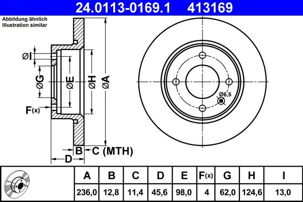 Handler.Part Brake disc ATE 24011301691 1