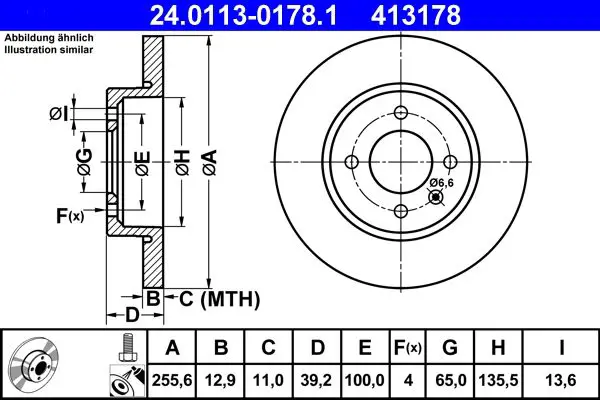 Handler.Part Brake disc ATE 24011301781 1