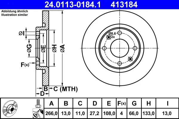 Handler.Part Brake disc ATE 24011301841 1