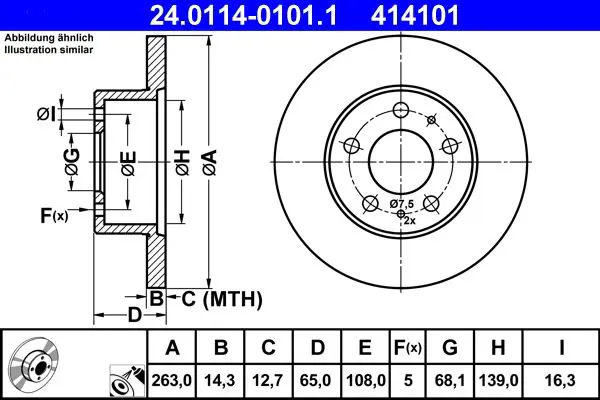 Handler.Part Brake disc ATE 24011401011 1