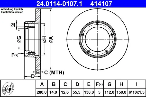 Handler.Part Brake disc ATE 24011401071 1