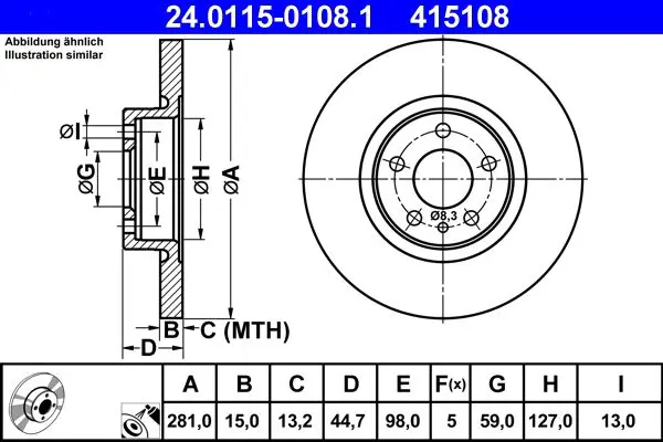 Handler.Part Brake disc ATE 24011501081 1