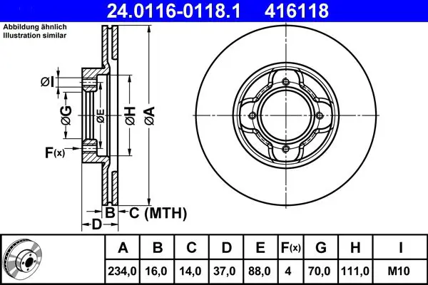 Handler.Part Brake disc ATE 24011601181 1