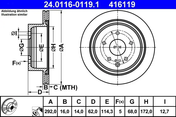 Handler.Part Brake disc ATE 24011601191 1