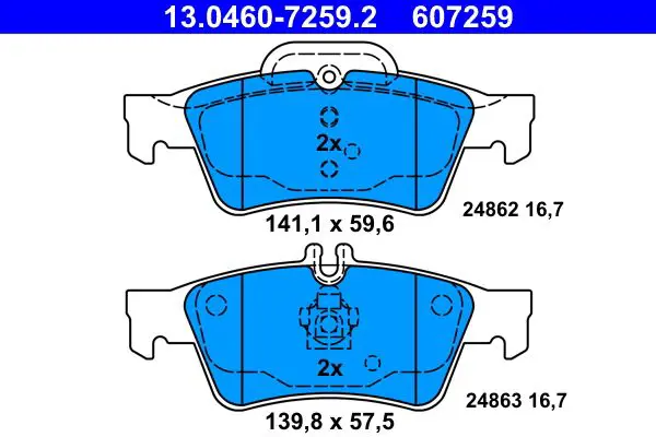 Handler.Part Brake pad set, disc brake ATE 13046072592 1