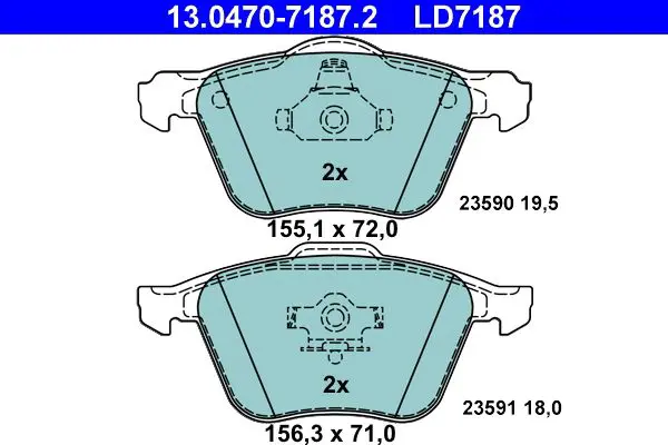 Handler.Part Brake pad set, disc brake ATE 13047071872 1