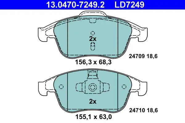 Handler.Part Brake pad set, disc brake ATE 13047072492 1