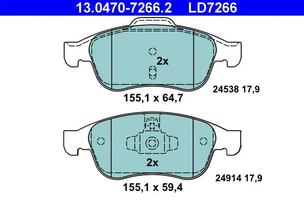 Handler.Part Brake pad set, disc brake ATE 13047072662 1