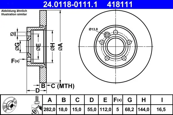 Handler.Part Brake disc ATE 24011801111 1