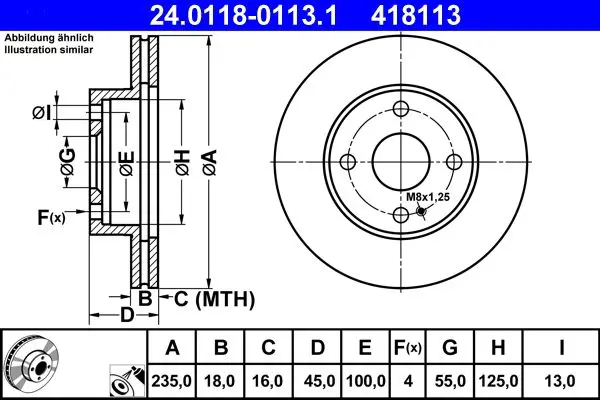 Handler.Part Brake disc ATE 24011801131 1