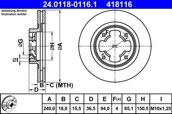 Handler.Part Brake disc ATE 24011801161 1