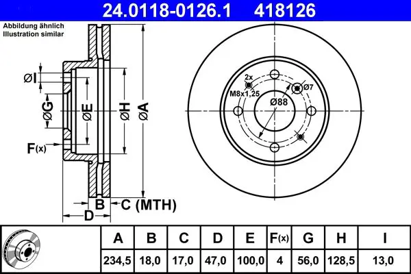 Handler.Part Brake disc ATE 24011801261 1