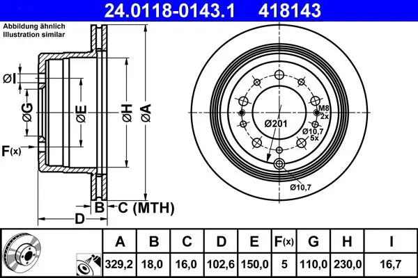 Handler.Part Brake disc ATE 24011801431 1