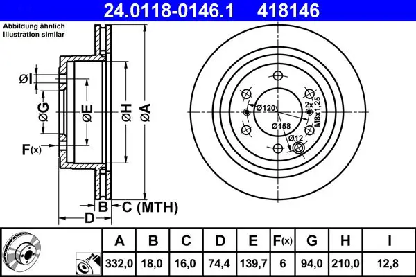 Handler.Part Brake disc ATE 24011801461 1