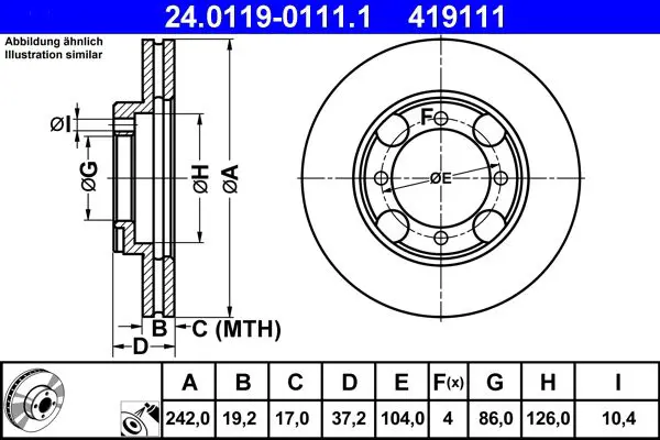 Handler.Part Brake disc ATE 24011901111 1