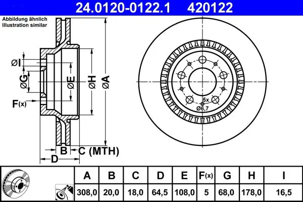 Handler.Part Brake disc ATE 24012001221 1