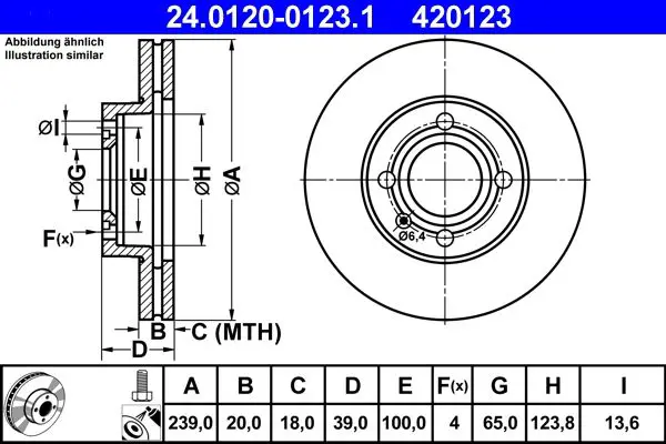 Handler.Part Brake disc ATE 24012001231 1